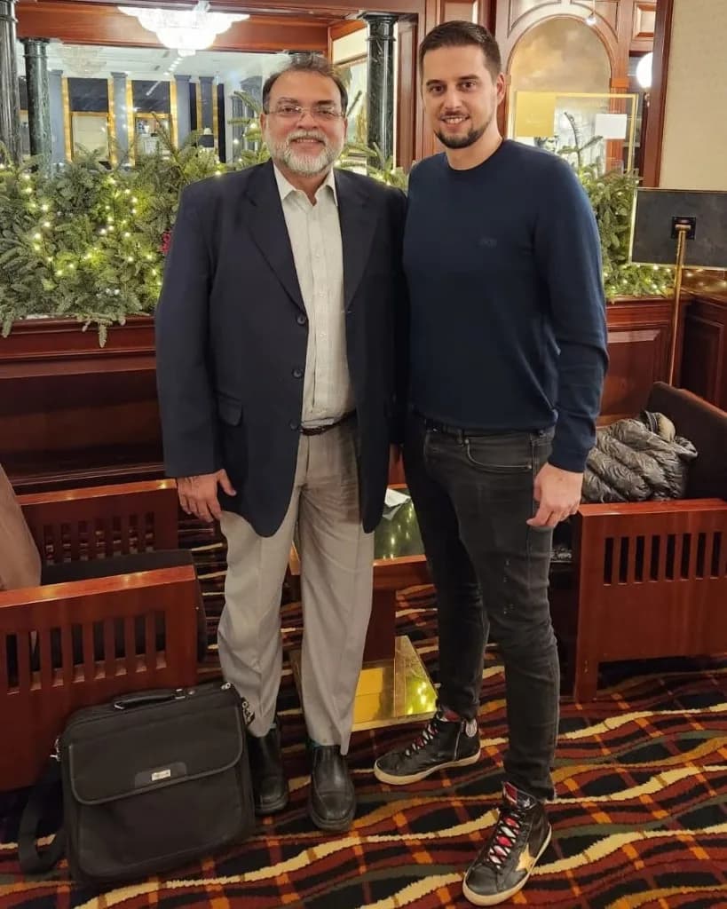 Syed Baqar Abbas and Coriec Peter during an international animal health business meeting in Italy