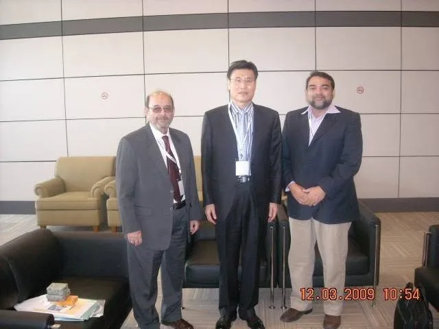 International veterinary partners gathered in a conference hotel lobby during a global industry meeting