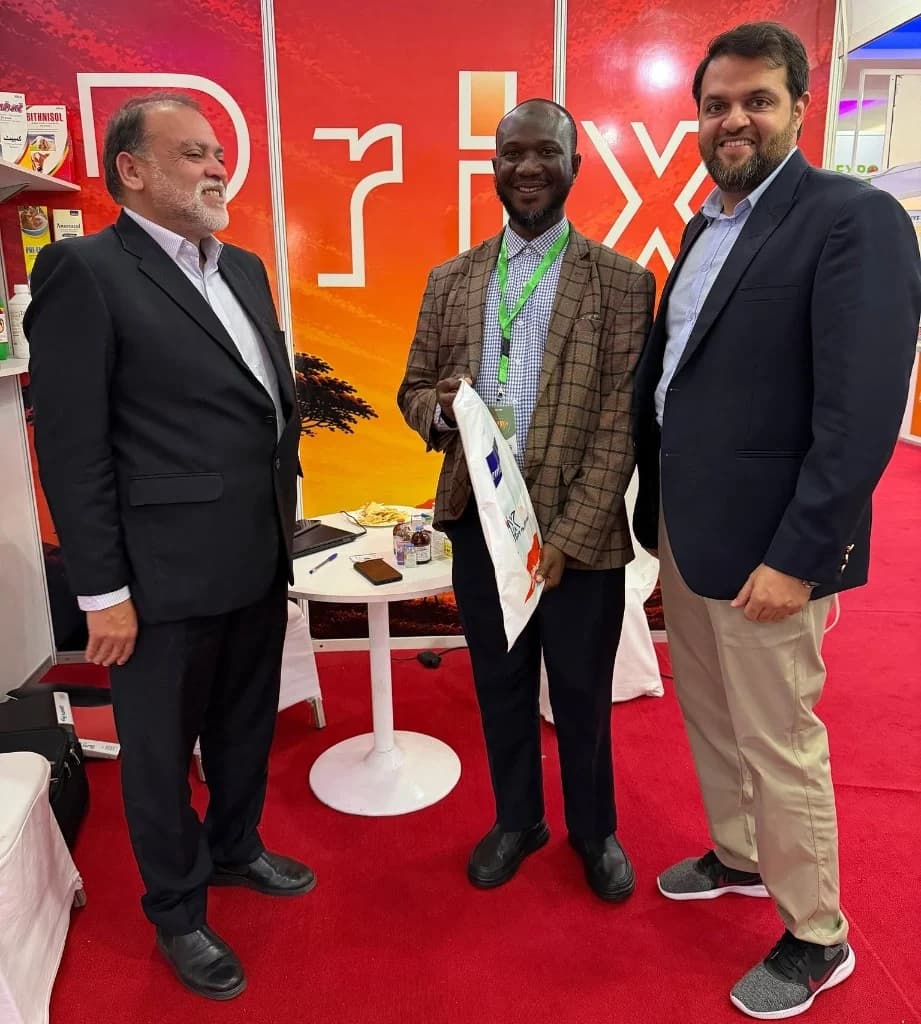 International networking at the Prix Pharmaceutica booth during MEDEXPO Africa Tanzania 2026