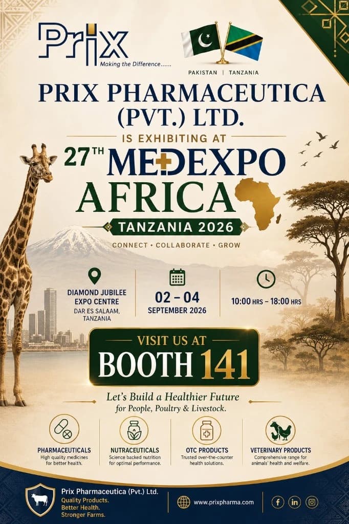 Prix Pharmaceutica exhibiting at MEDEXPO Africa Tanzania 2026 at Booth 141