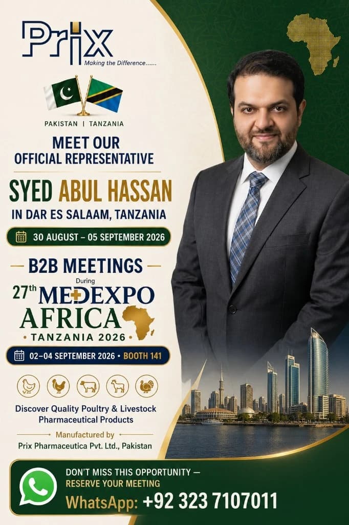Syed Abul Hassan representing Prix Pharmaceutica for MEDEXPO Africa Tanzania 2026 in Dar es Salaam