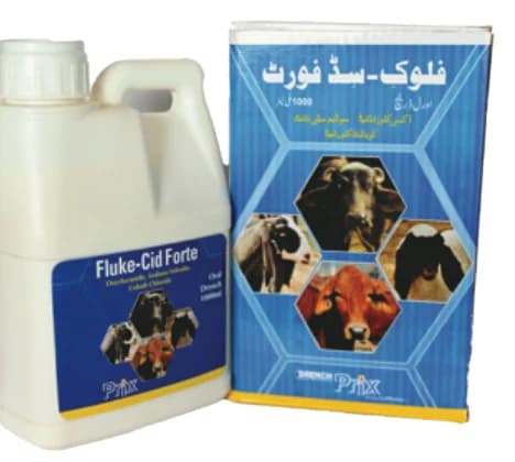 Fluke-Cid Forte oral drench packaging by Prix Pharmaceutica