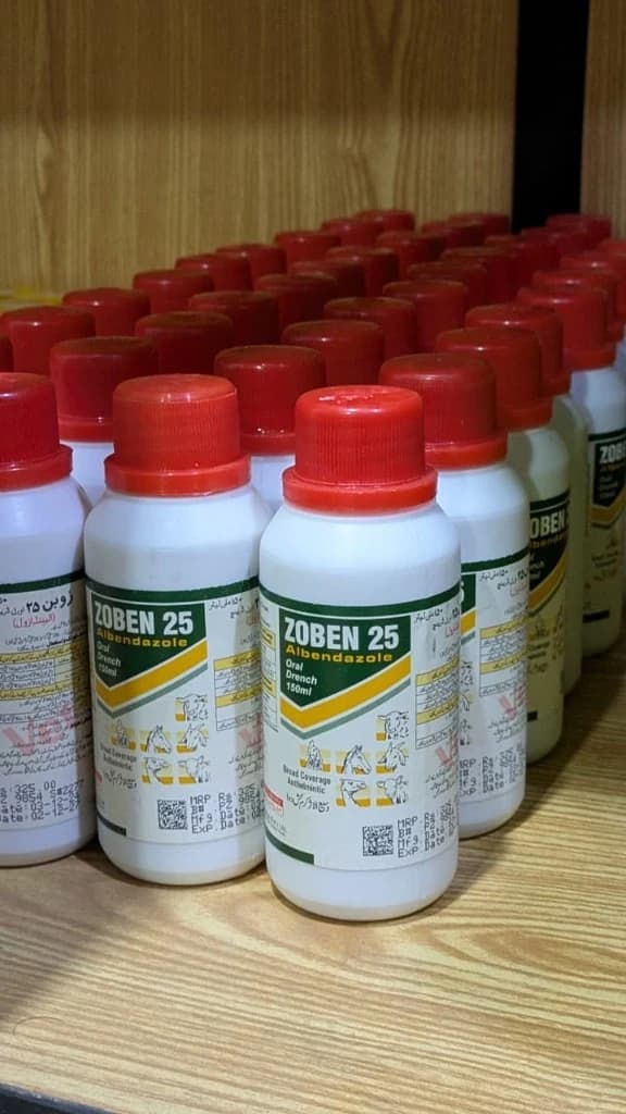 Zoben 25 albendazole oral drench packaging by Prix Pharmaceutica