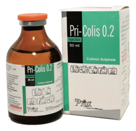 Pri-Colis 0.2 colistin injection packaging by Prix Pharmaceutica